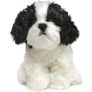 Bearington Collection Black & White Stuffed Dog - Puppy Stuffed Animal - Plush Shih Tzu Animal - 13 Inch - Realistic Dog (Butch)