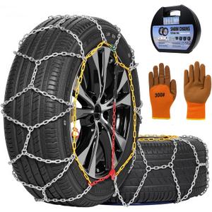 2PCS Snow Chains for SUV/Truck/Car in Snow, Sand, Mud and Ice, Universal Adjustable Emergency Portable Snow Tire Chains(KN100
