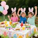 2 x 96 Pcs Happy Easter Plates and Napkins Forks Sets - Colorful Eggs Themed Round Tableware, Disposable Spring Flowers Paper Plates Napkins Set for Easter Party Supplies Favors Table Decor, Serves 24