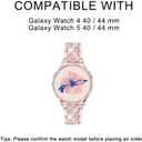 Mosonio Compatible with Samsung Galaxy Watch FE 2024 40mm/Galaxy Watch 5 Band 40mm 44mm/ Galaxy Watch 4 Band 40mm 44mm with Protective Cover Case, 20mm Bling Metal Galaxy Watch Band for Women (Silver, Black, Rose Pink, Rose Gold, Colorful, Starlight)