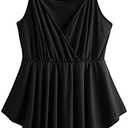 OYOANGLE Women's Plus Size Casual Sleeveless Cami Tank Tops Deep V Neck High Low Hem Babydoll Camisole 4XL