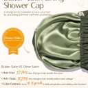 Yanibest Satin Lined Shower Cap for Women Reusable Waterproof, Frizz Free & Large Bath Cap with Soft Elastic Band, Luxury Hair Protection Caps (Green)