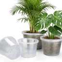 15 Pack 8/10/12 Inch Large Clear Nursery Pots with Drainage Hole, Plastic Plant Pots for Seedling Flower Vegetable, Indoor Outdoor Gardening, Used as Liner Inside Decorative Pot (8 10 12 inch)