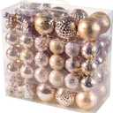 Rose Gold Christmas Ball Ornaments - 116Pc Shatterproof Hanging Decoration Set with Gift Box, Assorted Baubles for Xmas Tree/Home/Wedding/Party/Holiday