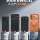 Miracase for iPhone 17 Pro Max Case with 360° Magnetic Ring Stand [Compatible with Magsafe] Full-Body Drop Proof Bumper Phone Case with Built-in 10H Tempered Glass Screen Protector,Orange