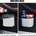 Car Trash Can, Mini Foldable Vehicle Garbage Organizer with 15PCS Bin Bag, Check Pattern Auto Interior Hanging Bin Container Accessoies, Universal for SUV Sedan Truck (Beige/White)