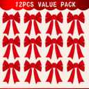 Frekkoy Christmas Bows - 12Pcs Christmas Red Velvet Bows 9''x13'' Packaged in a Box, Perfect for Gift Wrapping, Tree, Wreath, Gifts & Home Christmas Decorations