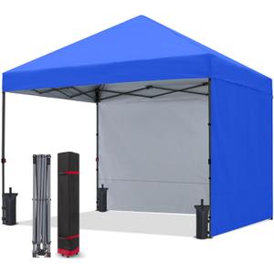 COOSHADE Pop Up Canopy Tent 10x10 with 2 Sidewalls, Outdoor Shade Instant Canopy Tents(Royal Blue)