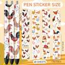 Chicken UV DTF Stickers - 48 Sheets Chicken UV DTF Pen Wraps, Farm Animal UVDTF Transfer Decals for Pens, Waterproof Rub on Stickers, DIY Pen Crafts