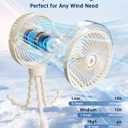 SWEETFULL Misting Stroller Fan Portable Baby Fan with Spray Cooling, 4 Speeds, Quiet Rechargeable Fans for Travel, Outdoor, Golf Cart, Car Seat, Beach (Beige)