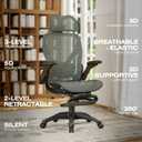 ELABEST X100 Ergonomic Mesh Office Chair with Footrest, Big and Tall Home Desk Chair with 5D Flip-Up Arms, Adjustable 3D Lumbar Support, Gaming & Executive Computer Chair, 24in x 26in x 41in