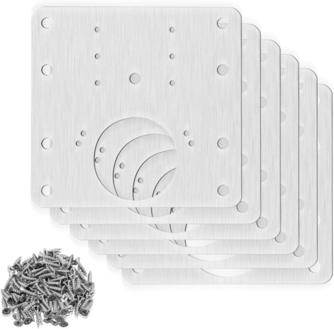 Cabinet Hinge Repair Plate Kit, Premium Stainless Steel Hinge Fixing Plates, Repair Brackets with Screws for Kitchen Cupboard Doors, Reinforces and Protects Wooden Cabinet Doors