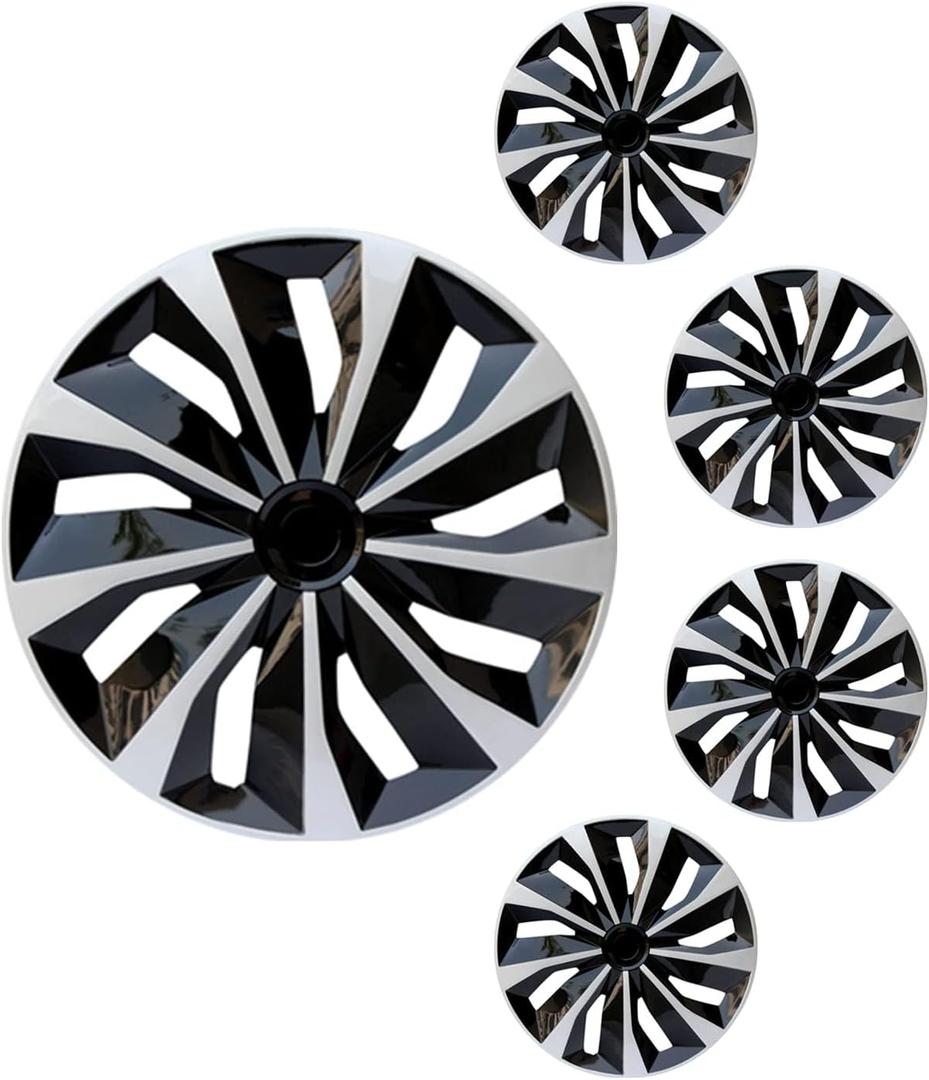 Hubcap Wheel Covers Replacement R16 Size Hub Caps Universal-Fit Steel Wheel Rim Cap ABS Tire Cover for Most Cars Trucks SUV Sedans -Set of 416-inchSilver-Black