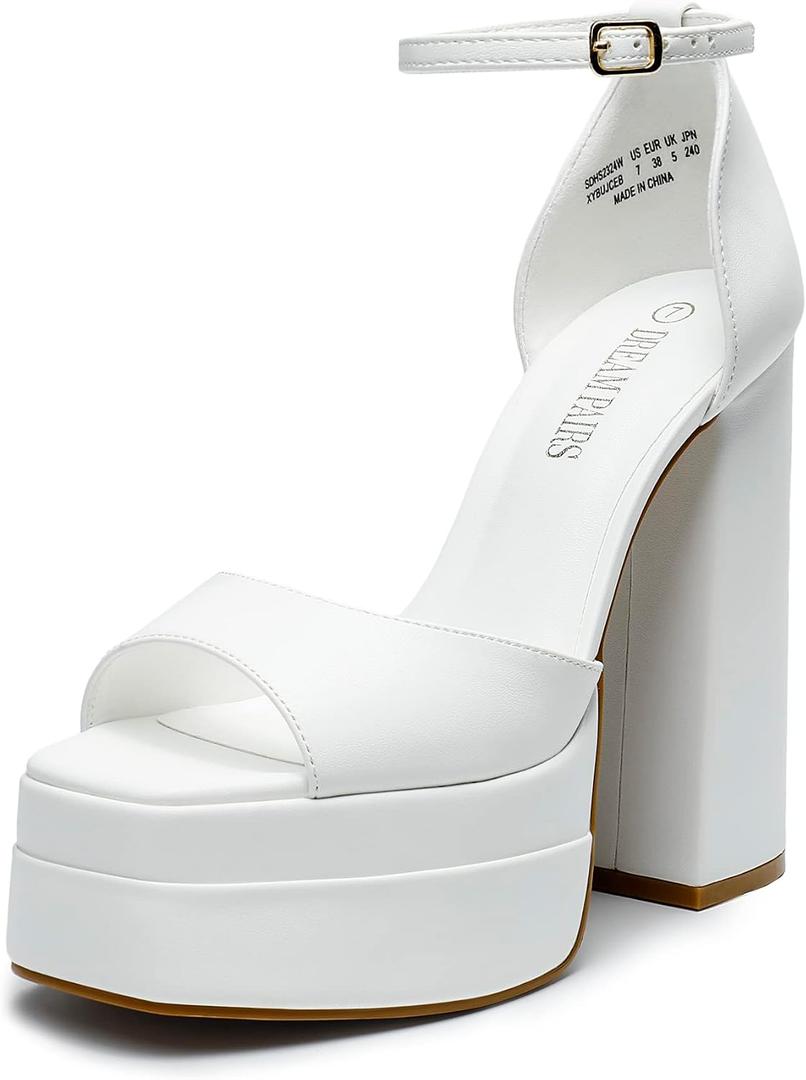 DREAM PAIRS High Heels Chunky Block Platform Heels for Women Ankle Strap Sexy Open Square Toe Heels Dressy Pumps Sandals, Size 6