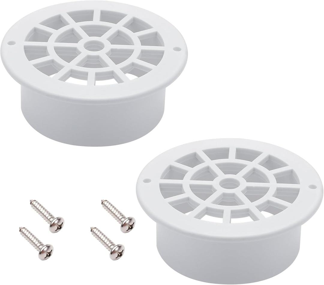 2 x VYH 2-3/4" Gutter Downspout Guards, Gutter Strainer, Prevent Leaves and Debris from Clogging The Drain Screen. for Round Gutter outletsWhite, 2 Pack