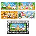 4pcs Doormat Inserts - 4 Seasonal Interchangeable Entrance Doormats Inserts Gnome Style Welcome Mat Outdoor for Spring Summer Fall Winter Front Door Outdoor Indoor 22in x 10in All Seasons