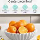 KULEDM Large Decorative Bowl Home Decor - 10in Ceramic White Scalloped Ruffle Fruit Bowl for Kitchen Counter, Dishwasher & Microwave Safe