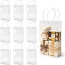 10 PCS Clear Gift Bags with Handles(2.7x9.8x5.9 Inch) Reusable Transparent PVC Tote Goodie Bags Bulk Wedding Birthday Holiday Party Favors Supplies Wrap Basket Stuffers Goody Pouch Baggies for Presents