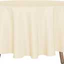 sancua Round Tablecloth - 90 Inch - Water Resistant Spill Proof Washable Polyester Table Cloth Decorative Fabric Table Cover for Dining Tables, Buffet Parties and Camping, Beige
