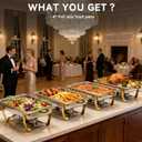 9QT Chafing Dishes for Buffet 4 Pack with 4 Full-Size Pans, Gold