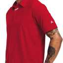 Men's Golf Polo Shirts UPF 50+ Short Sleeve Dri Fit Polos Stretch Performance Collared Golf Casual Work Business Wear (Red, L)
