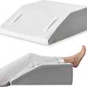 Leg Elevation Pillow for After Surgery, 8inch Foam Leg Elevating Pillow for Swelling and Blood Circulation, Leg Wedge Pillow for Sleeping, Knee Pillow for Knee Hip Ankle Pain Relief, White (Flat Top 8 Inch, White/Grey)