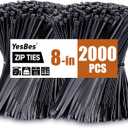 2000 PCS Zip Ties 8 Inch, Cable Ties 40lbs Tensile Strength, Black Zip Ties for Indoor and Outdoor Use, UV Resistant Wire Ties