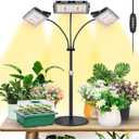 LBW Plant Grow Light, Full Spectrum Tri-Head Desk Plant Light for Indoor Plants, Growing Lamp with 3H/6H/12H Timer, 6-Level Brightness, 3 Lighting Modes, Height Adjustable, Ideal for Indoor Growth