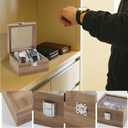 AHANDMAKER Watch Box, 2 Slot Wooden Watch Display Case with Clear Glass Window and Velvet Pillow Watches Storage Organizer Jewelry Holder for Men and Women Christmas Birthday Gifts, Camel