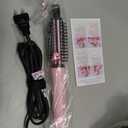 Farery Mini Thermal Brush 3 Temperature Adjustable, 3/4 Inch Travel Curling Iron for Short Hair, Heated Round Brush for Touch ups and Small Curls, Travel Size Curling Wand, Dual Voltage, Pink