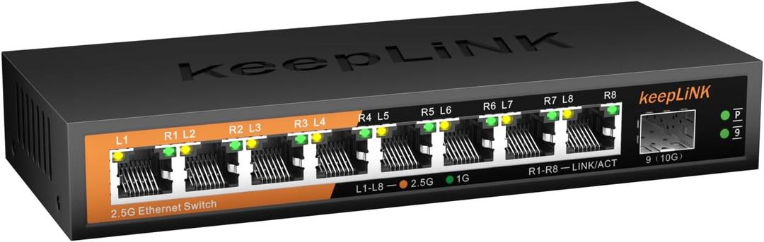 8 Ports 2.5G Switch Smart Web Managed, 8 x 2.5G Base-T & 1 x 10G SFP Slot, Support 802.3ad Static Aggregation, QOS/VLAN/IGMP, Metal Housing Network Ethernet Switch