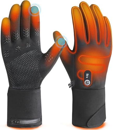 JS LifeStyle Heated Gloves for Men Women HG02,7.4V 3000mAh Rechargeable Battery Soft with Touch Screen and Light-Off Design for Winter Driving Cycling Motorcycle, Size Large