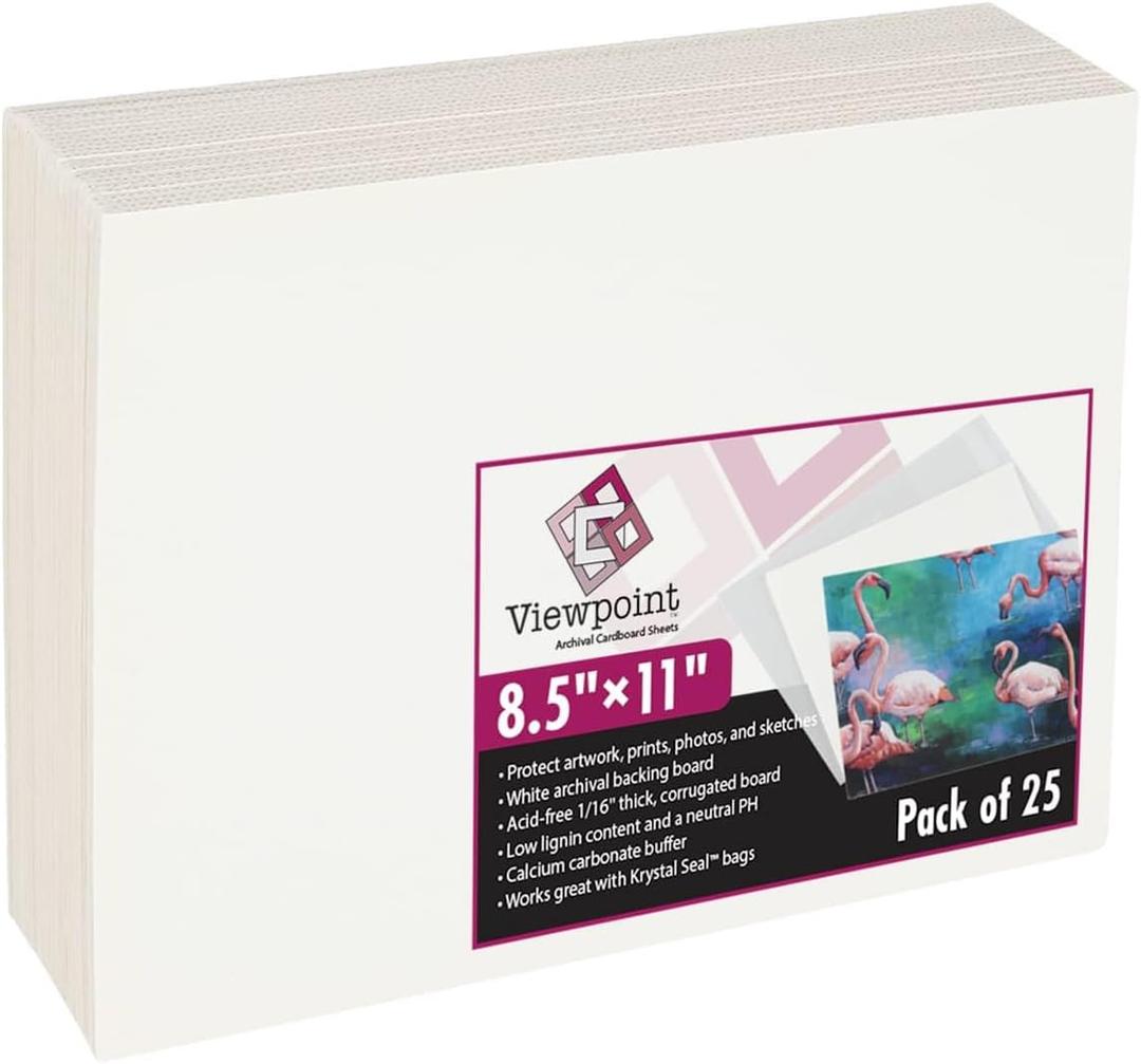 Viewpoint Foam Backing 8x5x11" 1/8 in Thick 25-Pack, Acid-Free Pre-Cut Picture Frame Backing Board, Assorted Size Mat Board Sheets, WhitePolystyrene Foam Core for Professional Photo & Print Display