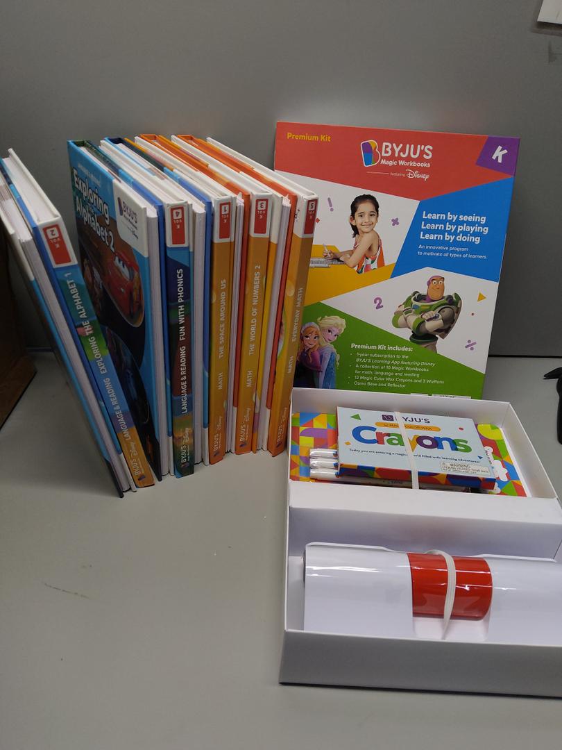 BYJUS Learning Kit: Disney, Kindergarten Premium Edition (App + 10 Workbooks) Ages 4-6 - Featuring Disney & Pixar Characters - Learn Letter Sounds, Sight Words & Numbers - Osmo Fire base included