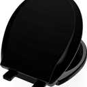Toilet Seat Black, Toilet Seat Round 16.5 inch Soft Close Quiet, No Slam, Premium PP Material Easy Clean, Black