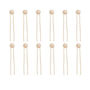 Crystal Bridal Hair Pins Clips Wedding Hair Accessories Hair Set Jewelry With Rhinestone For Brides and Bridesmaids Set Of 12 (Gold)