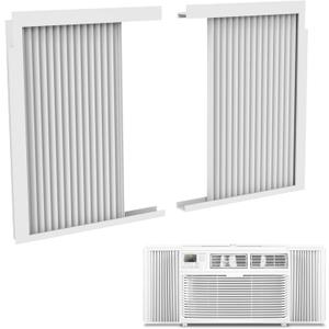 Mxclimate Window Air Conditioner Side Panels with Frame,Window AC Accordion Filler Curtain Kit,Adjustable Insulation Panels for Window AC Seal Replacement Screen (5,000 BTU)