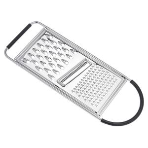Amazon Basics Cheese Grater with Handle, Stainless Steel Zester, Easy to Clean, Dishwasher Safe, Rectangular, Non-Slip, Multifunction Tool for Kitchen Prep, Vegetables, Black