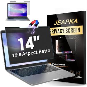 Magnetic Laptop Privacy Screen Filter 14 inch for 16:9 Widescreen Computer Monitor, Removable Anti Blue Light Privacy Shield, Anti-Glare Protector