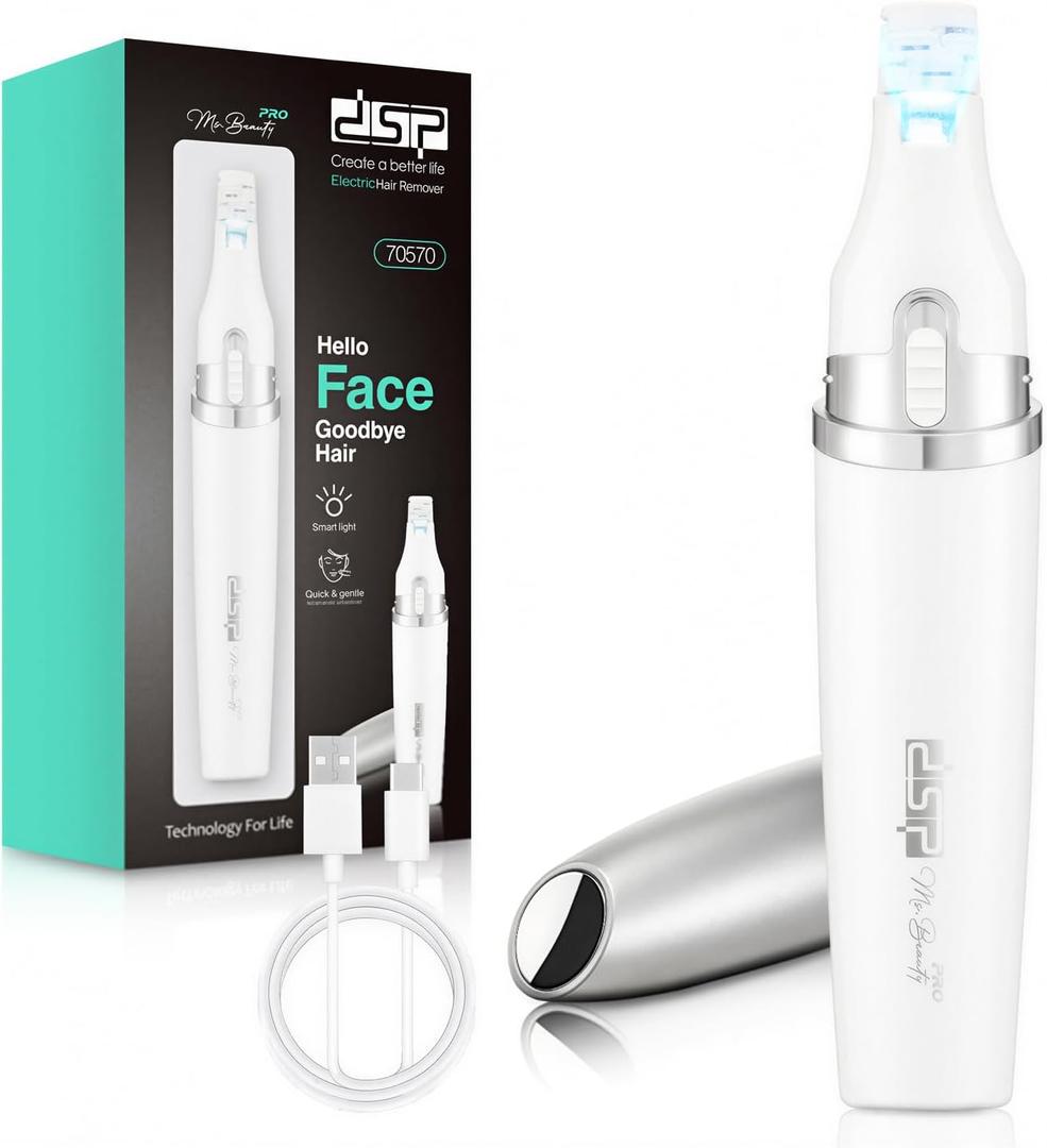 DSP Women's Facial Shaver - Electric Face Razor for Women with LED Light, Removable Blade for Easy Cleaning, Type-C Charge, Gentle Hair Removal Device