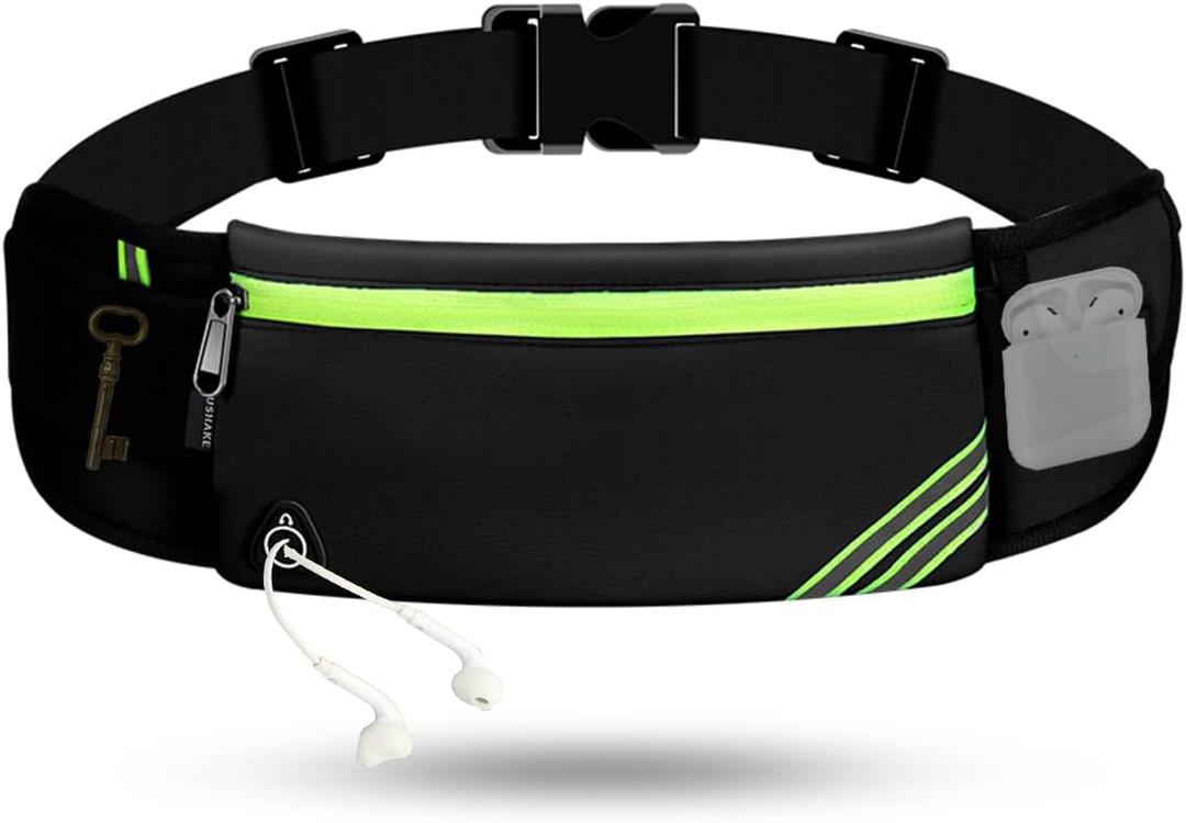 USHAKE Running Belt with Bounce-Free Pouch for iPhone and Samsung Galaxy - Ideal for Running, Walking, Cycling, and Gym Workouts (Black-1)