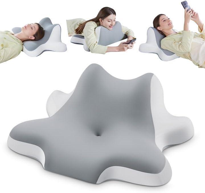 DONAMA Neck Pillow for Sleeping,Leaning and Lying,Contour Memory Foam Pillow for Side Back Stomach Sleeper,Ergonomic Cervical Pillow for Neck Pain and Shoulder Pain Relief