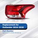 WFLNHB Right Side Outer Tail Light Assembly Replacement for Mitsubishi Outlander 2016-2021 Passenger Side Rear Tail Light Lamp 8330B178 MI2805108