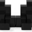 Thyle Jewelry Acrylic Risers Square Cube Display Nesting Risers Figure Stand with Hollow Bottoms Display Stand Shelf for Cosmetics Food Collectibles Perfume, 6 Sizes (Black,12 Pcs)