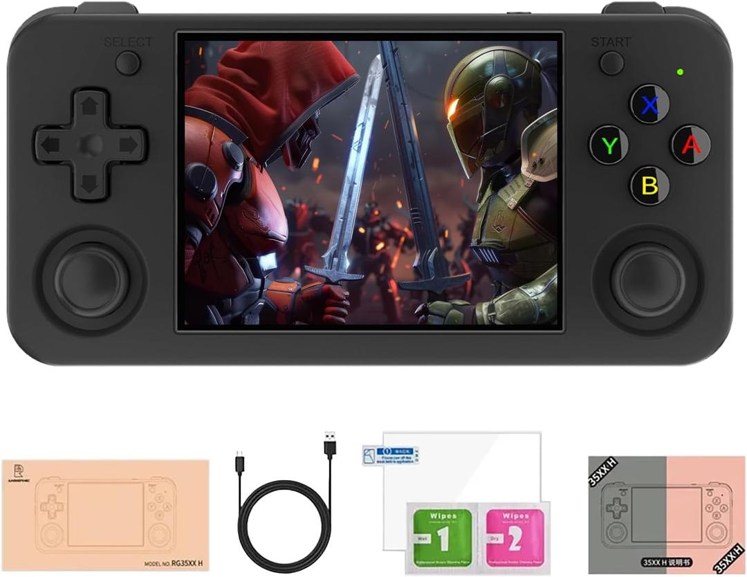 RG35XX H, Retro Handheld Gaming Console, Support HDMI TV Out, 5G WiFi Bluetooth 4.2, Dual Sticks, 3.5-Inch IPS Horizontal Screen, Make Retro Game Experience Better (64G Transparent Black)