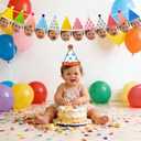 DIY 1st Birthday Baby Face Banner Craft Kit - Personalized Photo Garland for Girl or Boy - Includes 12 Triangles & Decorations (Need to Print Photos & Assemble)