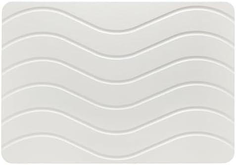 ZumenDa Absorbent Stone Bath Mat, Diatomaceous Earth Shower Mats, Non-Slip Water Absorbing Diatomite Stone Mat for Bathroom Floor, Quick-Drying Easy to Clean (23" x 16" White)