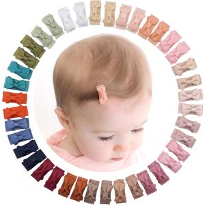 CÉLLOT 19 pcs Mini 1.2" Grosgrain Ribbon Snap Clips - Tiny Fine Thin Hair Bows in Pairs for Baby Girls, Toddlers, and Infants