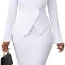 Women's Suits 2 Piece Skirt Set Business Work Outfits Blazer Dress Jacket Pencil Skirts Suit Sets,Size XL