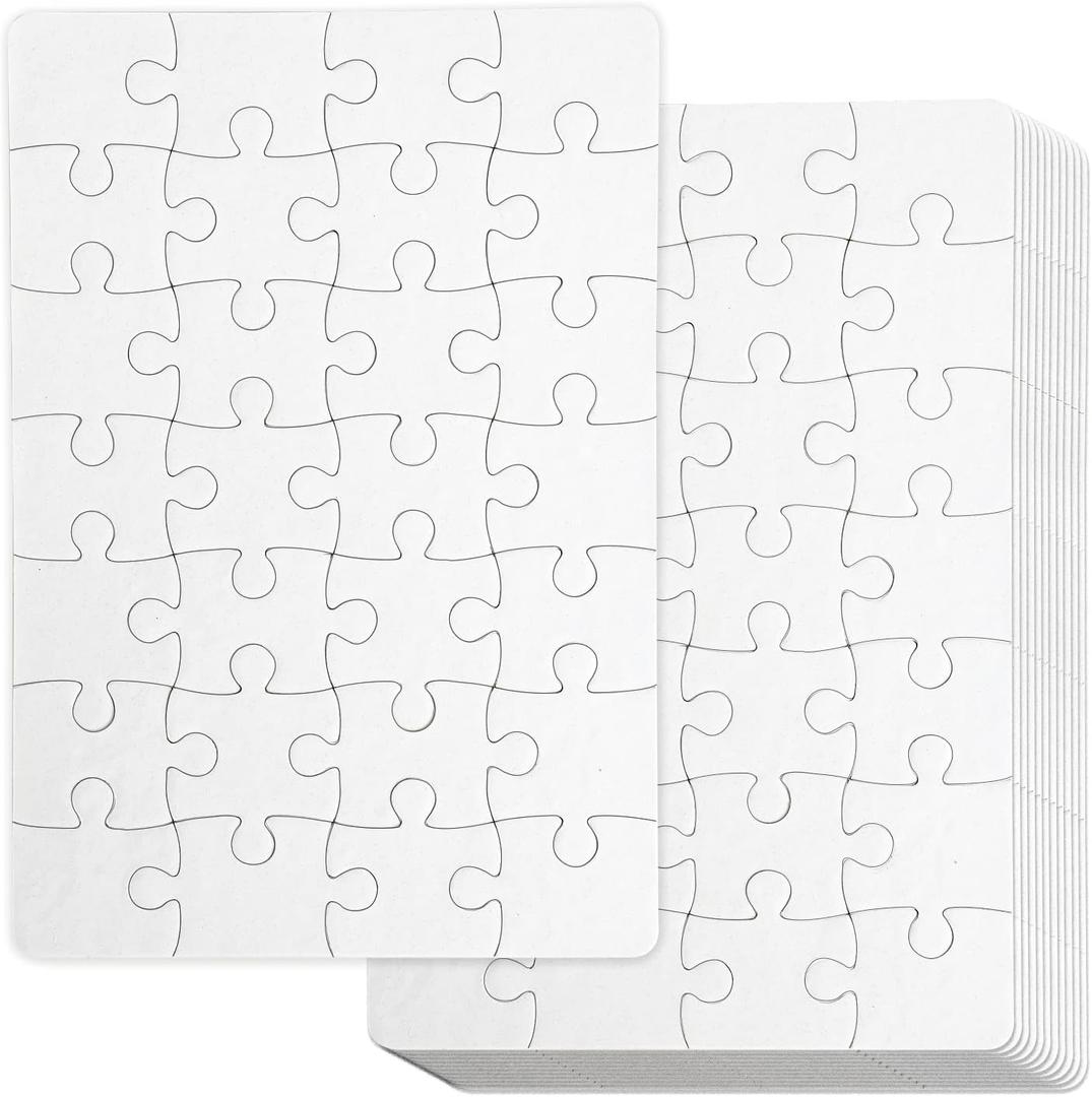 Blank Puzzle, Blank Jigsaw Puzzles to Draw on White Puzzles for DIY Projects(12 Pieces)